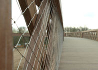 Stainless Steel Wire Rope Mesh Fence , Rhombus Hole Ferruled Wire Cable Netting