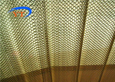 Fashionable Hanging Metal Coil Drapery , Metal Mesh Fabric Curtain Room Divider