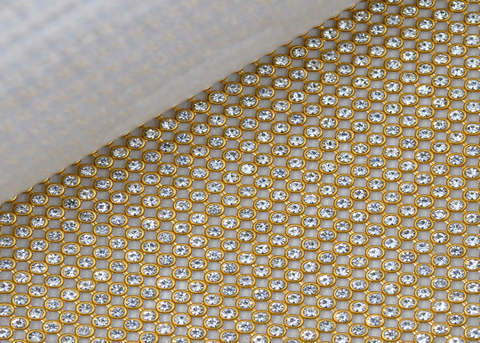 4MM Metallic Sequin Mesh Fabric , Crystal Rhinestone Decoration Metal Flake Fabric