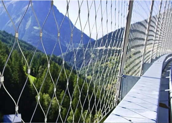 Customized Stairway Wire Rope Mesh 3.0 Mm 80*80 Mm