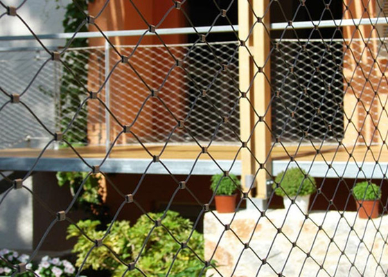 Customized flexible balustrade stainless steel wire rope mesh for balcony with ferrule 2.0 mm 50*50 mm hole