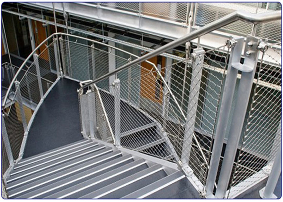 Balustrade Infill Cable Rope Mesh For Staircase With Stainless Steel 2.0 Mm Wire 50*50 Mm Hole