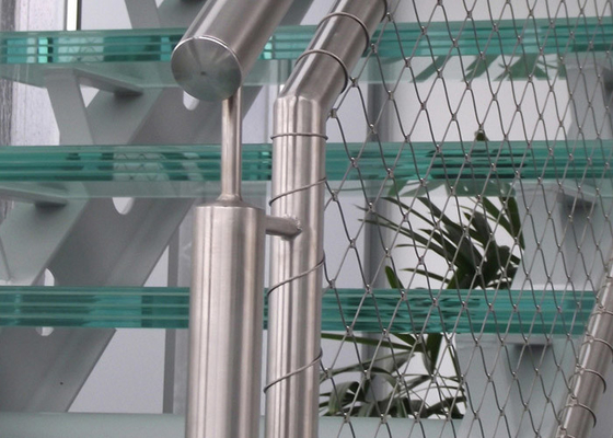 Customized SUS 316 Ferrule Type Stainless Steel Wire Rope Mesh For Stairs Railing Mesh 2.0 Mm Wire 50*50 Mm Hole