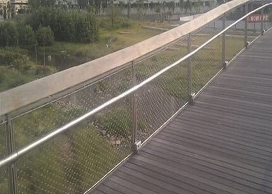 Ferrules Balustrade Fencing Stainless Steel Wire Rope Mesh 80*80 Mm Hole