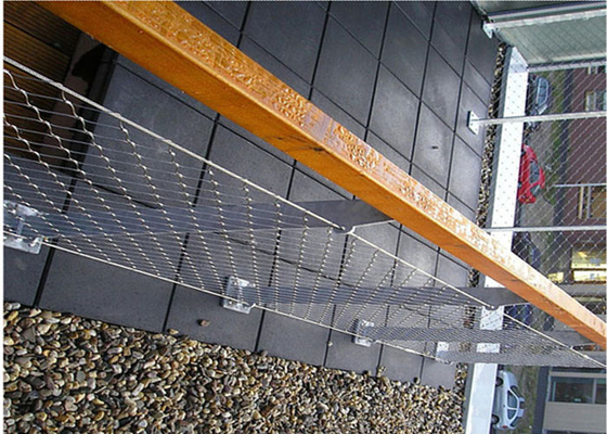 Customized 7x7 Balustrade Cable Mesh , Stainless Steel Ferrule Rope Mesh