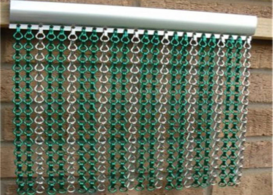 Double Hooks Colorfast Aluminium Chain Fly Curtains Customized Size