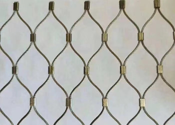 316 Stainless Steel Woven Ferrule Wire Rope Mesh For Zoo Bird