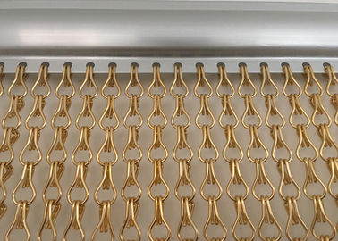 Gold Color Chain Link Curtain Anodized Aluminum Decoration For Doors