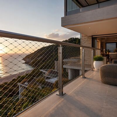 Stainless Steel Embankment Guardrail With Ferrule Rope Mesh 2.0 Mm Wire