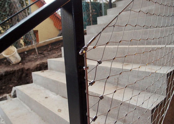 Stainless Steel Wire Rope Mesh with 80x80mm Mesh Aperture for Fall Prevention in SS 304/316 Balustrade Infill Cable Mesh