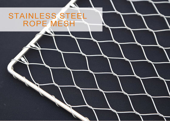 SS316 Architectural Fall prevention Wire Rope Netting 80mm X 140 Mm