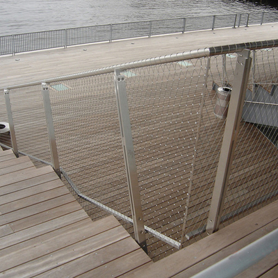 Decorative 7 X 7 Stainless Steel Ferrule Rope Mesh Flexible Fence For Stair Railing