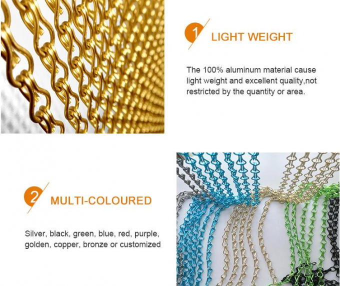 Hanging Metal Chain Fly Screens Aluminum Window Door Curtain 1.6 Mm Or ...