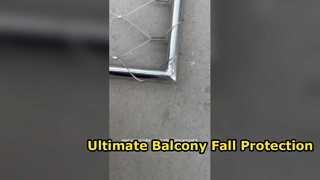Balcony with framed stainless steel rope net, high-altitude fall protection net, modular stainless